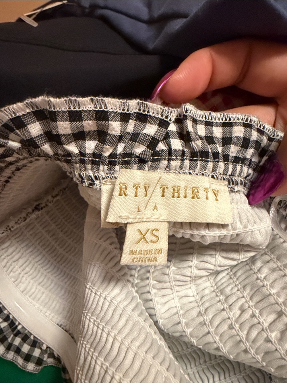 Smocked Strapless Gingham Midi Dress in Black and White - Picture 2 of 2